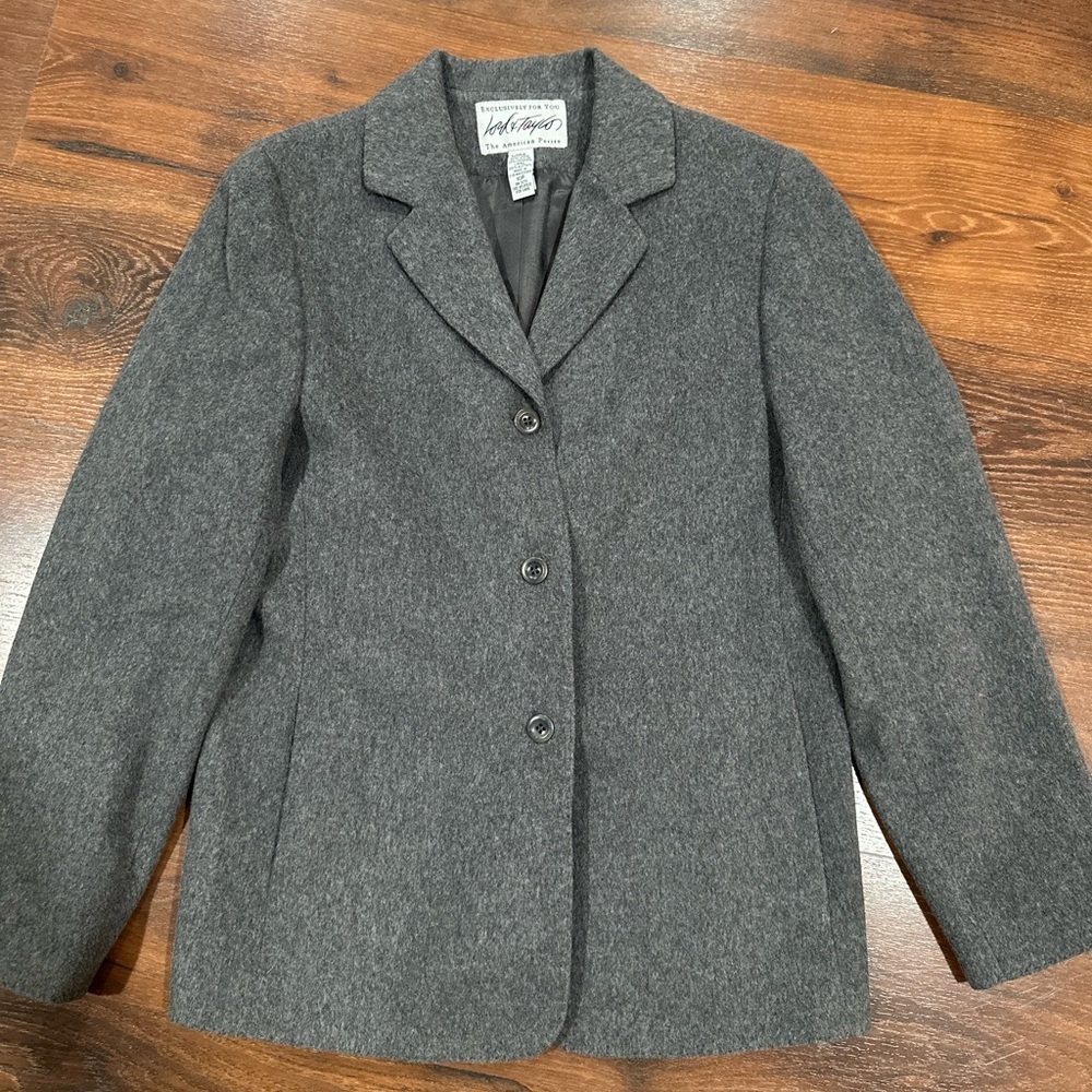 Lord & Taylor Lightweight Wool Cashmere Blend Blazer Swing Coat Retro Size 10P